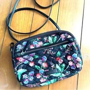 Vera Bradley Winterberry Black Floral Small Crossbody Bag